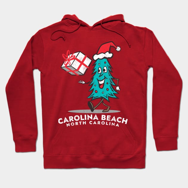 Carolina Beach, NC Vacationing Christmas Tree Hoodie by Contentarama